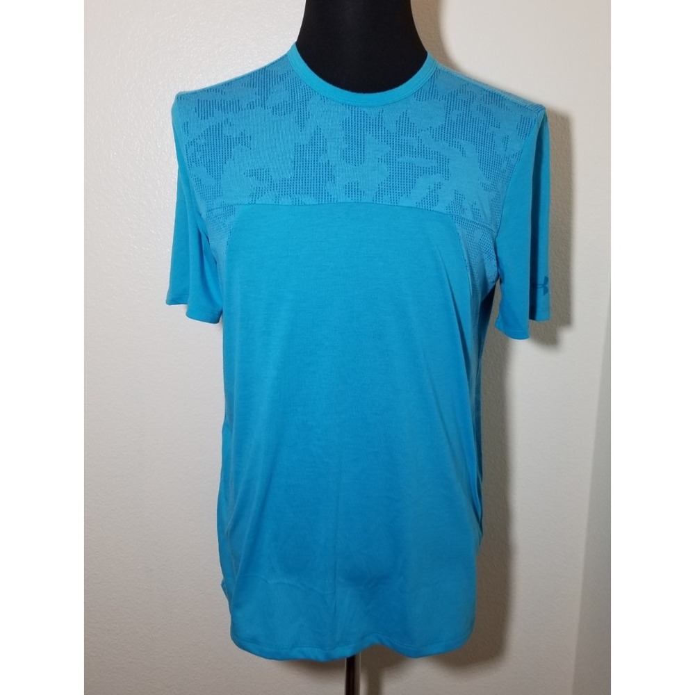 Under Armour Mens M Threadborne Teal Shirt Tech Heatgear Active Gym Athletic